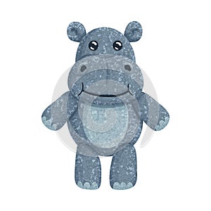 Textured cartoon hippopotamus illustration