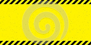 Textured caution tape frame background. Yellow and black diagonal stripes, square warning wallpaper. Vector