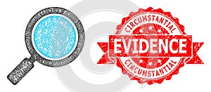 Textured Circumstantial Evidence Stamp and Net Search Loupe Icon
