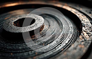 Textured Close-Up of Abstract Circular Shape with Dark Surface Tones