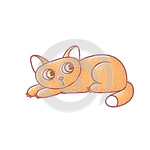 Textured color vector isolated illustration of cute emotional ginger kitten. The face of a cat expresses fright