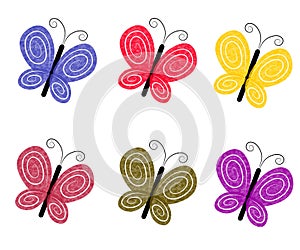 Textured Colourful Butterflies