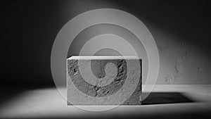Textured Concrete Block on Light Surface with Dramatic Lighting