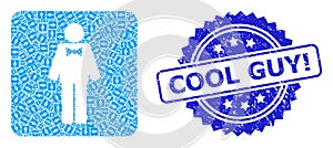 Textured Cool Guy! Seal Stamp and Recursion Groom Icon Collage