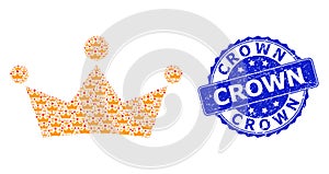 Textured Crown Round Watermark and Recursion Crown Icon Collage
