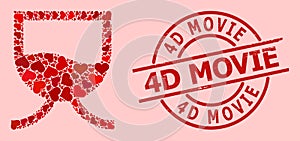Textured 4D Movie Seal and Red Heart Liquid Tank Mosaic photo