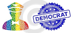 Textured Democrat Stamp and Spectrum Dotted Flying Attendant