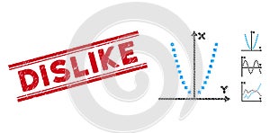 Textured Dislike Line Stamp with Mosaic Parabole Plot Icon