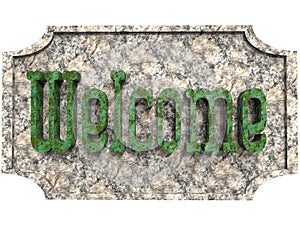Textured doorplate with inscription in green and gray photo