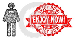 Textured Enjoy Now! Stamp Seal and Hatched Happy Mister Icon