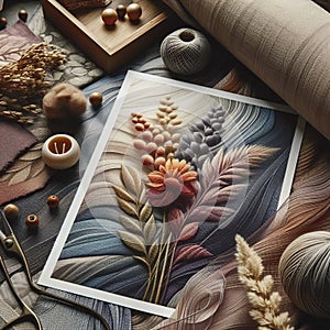 Textured Fabrics Fabrics placed on photo paper capturing their t photo