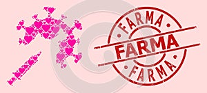 Textured Farma Badge and Pink Love Coronavirus Vaccine Injection Mosaic