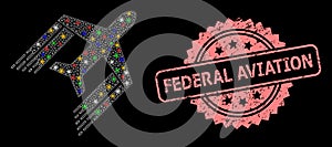 Textured Federal Aviation Stamp and Network Aviation with Lightspots