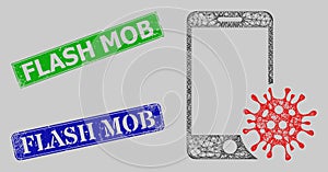 Textured Flash Mob Stamp Seals and Net Smartphone Virus Web Mesh