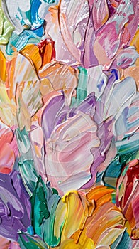 Textured Floral Impasto Painting Close-Up photo