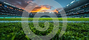 textured free soccer field in the evening light - center, midfield