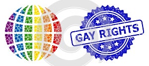 Textured Gay Rights Stamp and Multicolored Dotted LGBT World