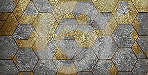 textured gold and silver hexagonal pattern background