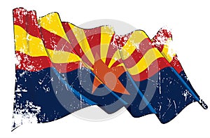 Textured Grunge Waving Flag of the State of Arizona