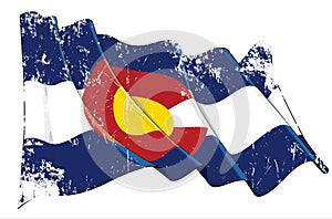 Textured Grunge Waving Flag of the State of Colorado