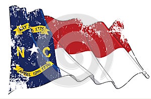 Textured Grunge Waving Flag of the State of North Carolina