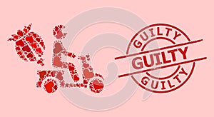 Textured Guilty Badge and Red Valentine Opium Motorbike Delivery Mosaic