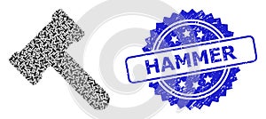 Textured Hammer Stamp and Recursive Hammer Icon Mosaic