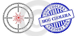 Textured Hog Cholera Seal and Infection Target Virus Mosaic Icon