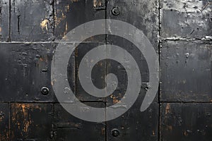 Textured Industrial Black Metallic Wall with Grunge Finish photo