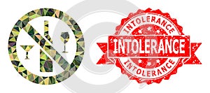 Textured Intolerance Seal And Forbidden Wine Drinks Lowpoly Mocaic Military Camouflage Icon