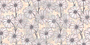 Textured light pink pattern with chamomile flowers