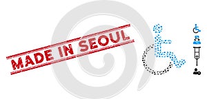 Textured Made in Seoul Line Seal and Collage Disabled Person Icon