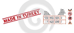 Textured Made in Turkey Line Stamp with Collage Chicken Cage Icon