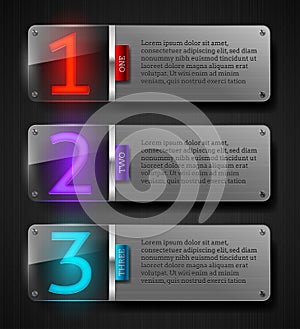 Textured metal banners with luminous numbers