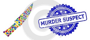 Textured Murder Suspect Stamp Seal and Bright Colored Mosaic Knife