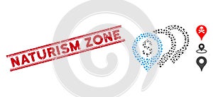 Textured Naturism Zone Line Stamp with Mosaic Dollar Map Pointers Icon photo