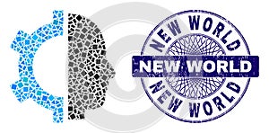 Textured New World Stamp and Geometric Cyborg Gear Mosaic