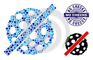 Textured NO CHECKS Round Guilloche Stamp and Remove Microbe Spore Composition Icon of Round Dots