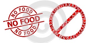 Textured No Food Badge and Red Love Forbid Mosaic