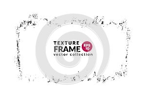 Textured overlay grunge frame rectangular shape. Distressed one color background. Abstract graphic vector design.