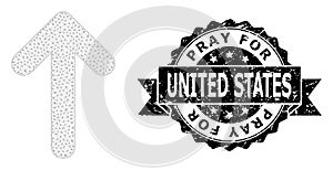 Textured Pray for United States Ribbon Seal and Mesh 2D Up Arrow