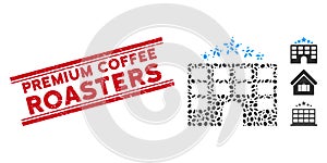 Textured Premium Coffee Roasters Line Seal and Mosaic Hotel Stars Icon