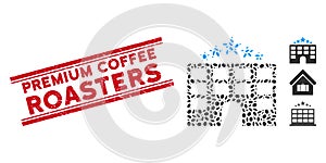 Textured Premium Coffee Roasters Line Seal and Mosaic Hotel Stars Icon photo