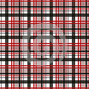 Textured red and black tartan plaid. Seamless vector pattern
