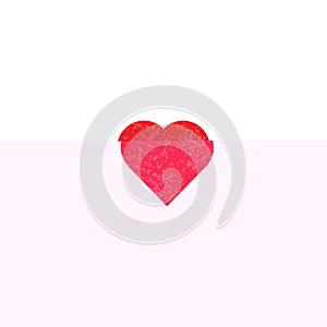 Textured red heart signsymbol icon isilated on white background