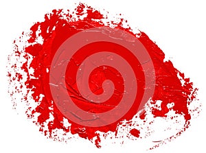 Textured red oil paint brush stroke circle speech bubble form