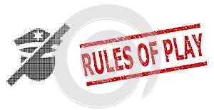 Textured Rules of Play Stamp and Halftone Dotted Restricted Police
