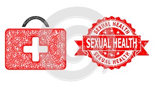 Textured Sexual Health Stamp and Linear Medical Case Icon