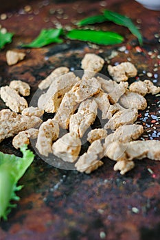 Textured soybean meal - also known as vegetarian soy meat