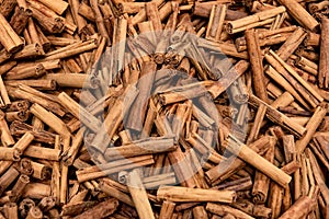 Textured stack of cinnamon sticks